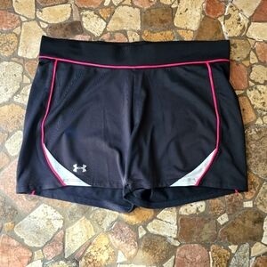 Under Armour HeatGear Running Shorts, Black and Pink And White, Size Small